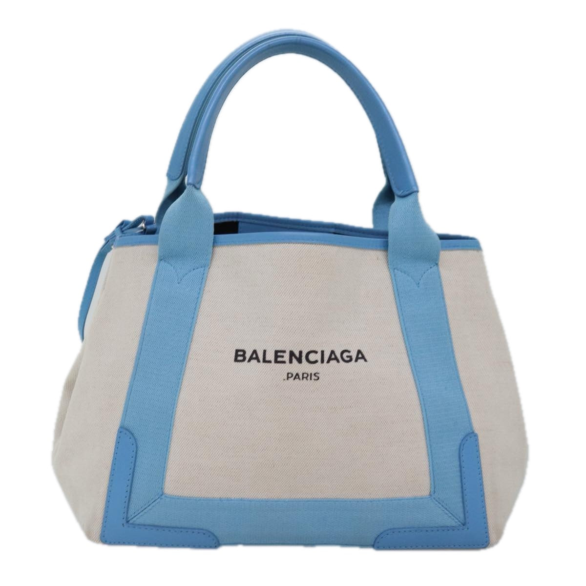 BALENCIAGA Navy Cabas S Hand Bag Canvas Blue Gray 339933 Auth ac3029V
