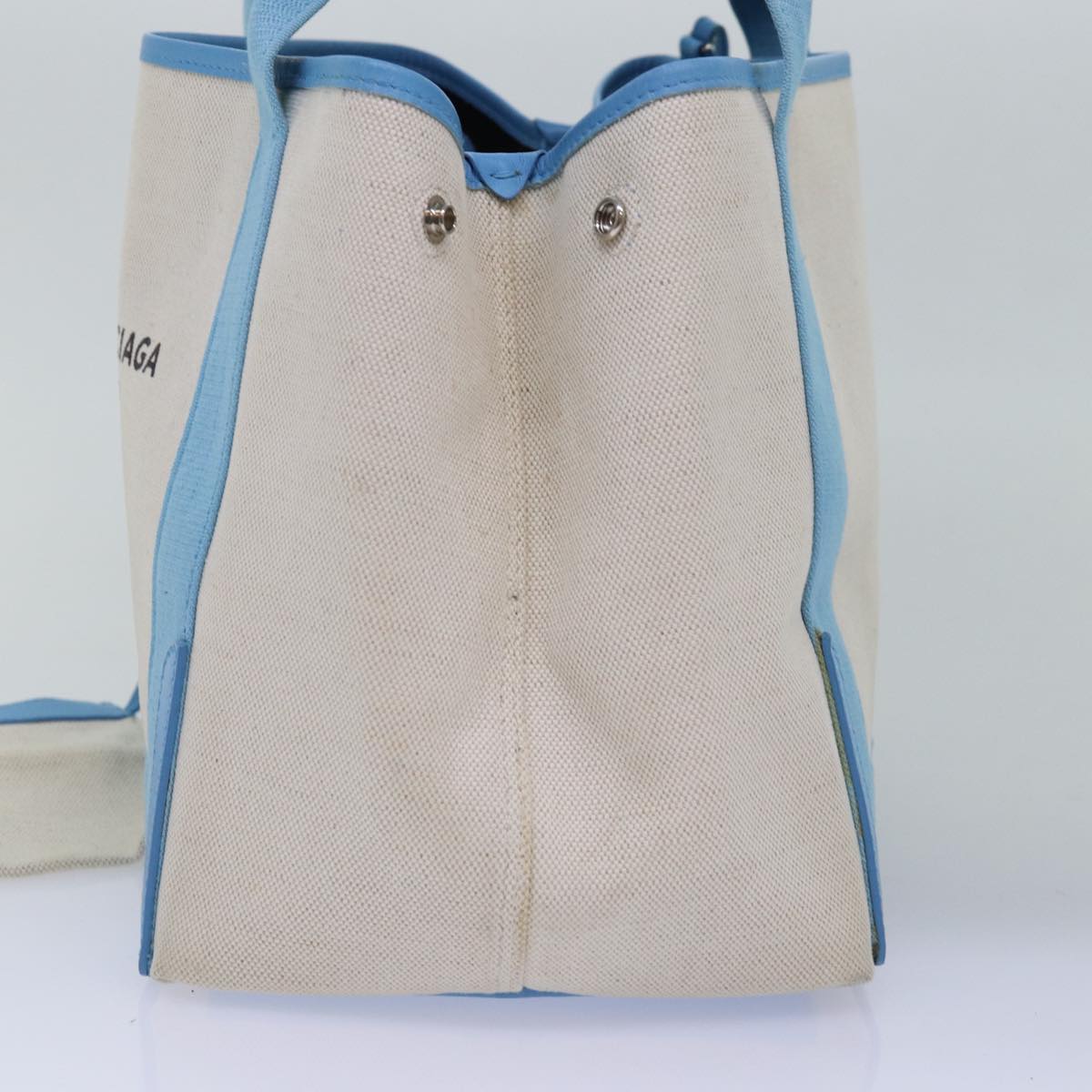 BALENCIAGA Navy Cabas S Hand Bag Canvas Blue Gray 339933 Auth ac3029V