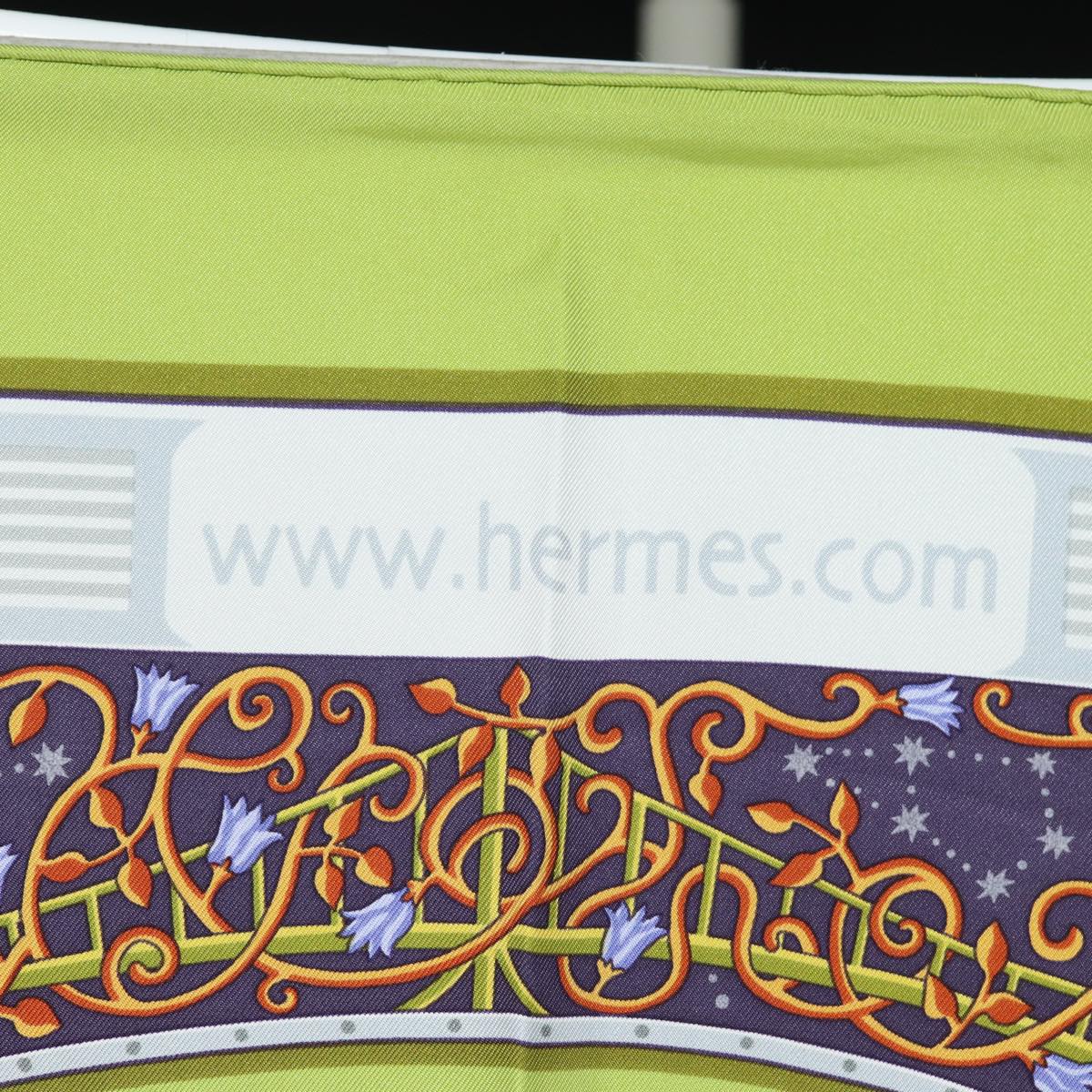 HERMES Carre 90 Scarf ""www.hermes.com"" Silk Green Auth ac3032