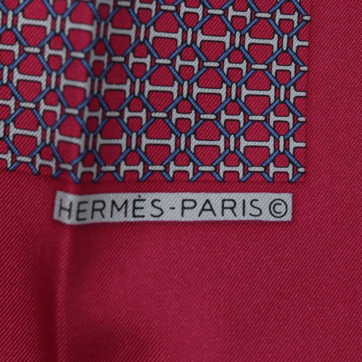 HERMES Carre 40 Scarf Silk Red Auth ac3033