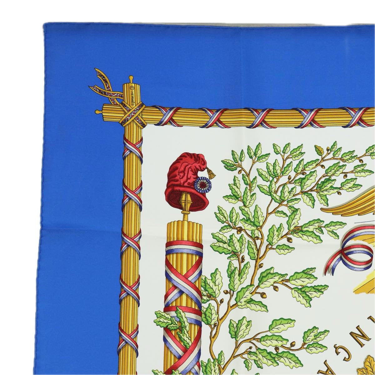 HERMES Carre 90 Scarf ""LIBERTE EGALITE FRATERNITE REPUBLIQ "" Silk Auth ac3034