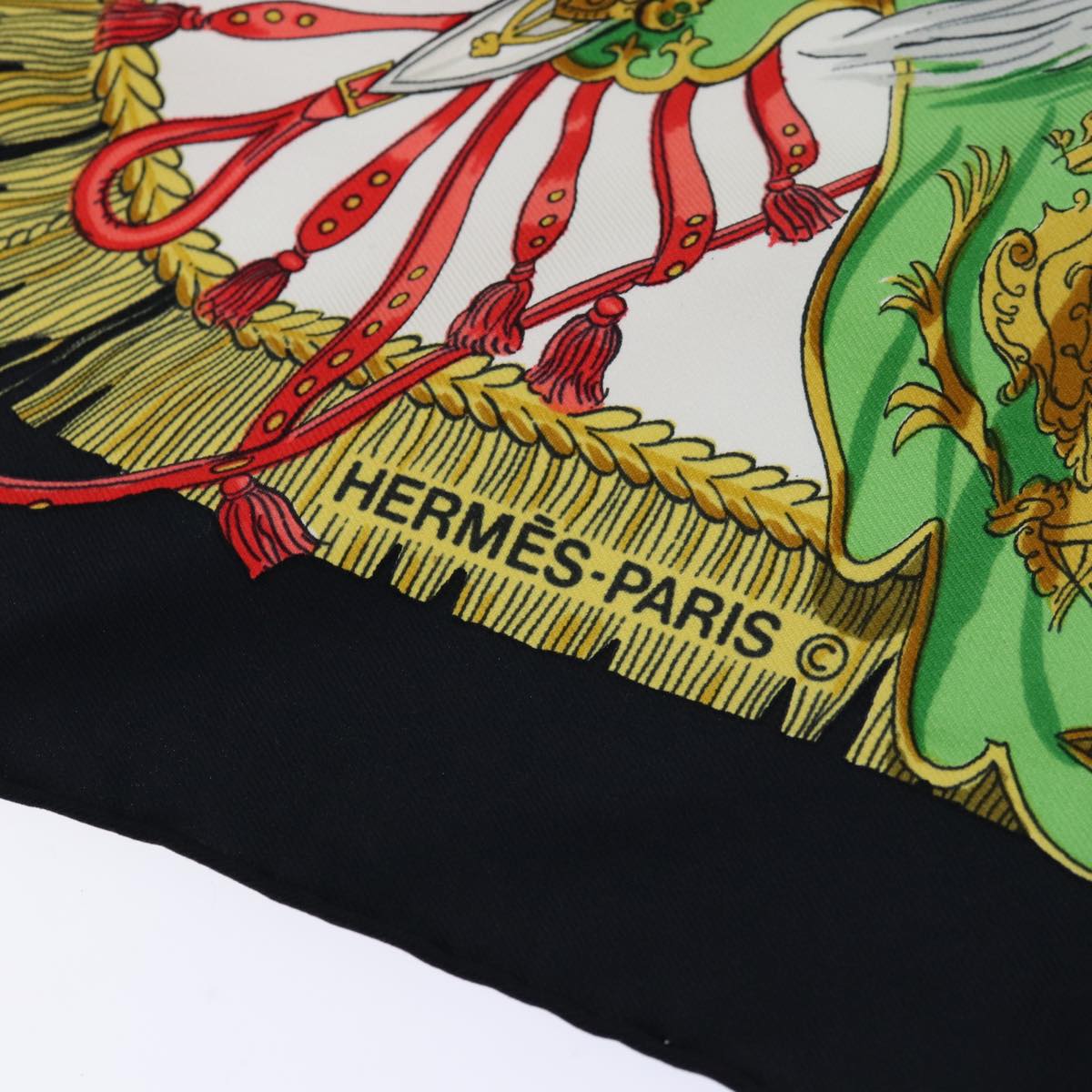 HERMES Carre 90 Scarf ""Caparacons de la France et de L'inde"" Silk Auth ac3187