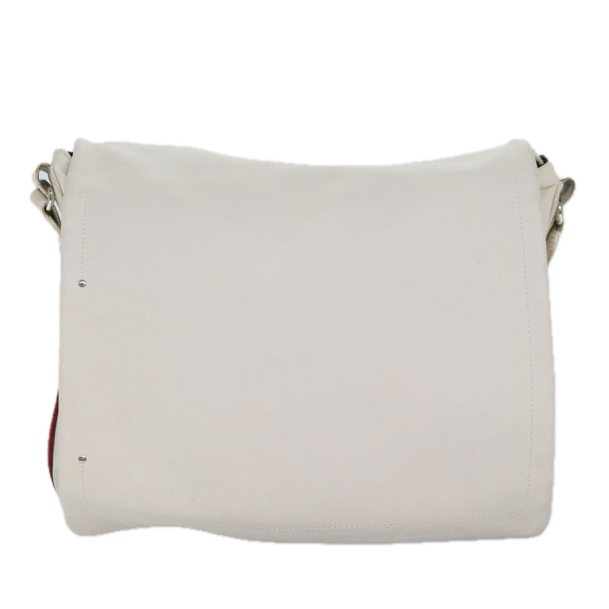 BALLY Shoulder Bag Leather White Silver Auth ac3189