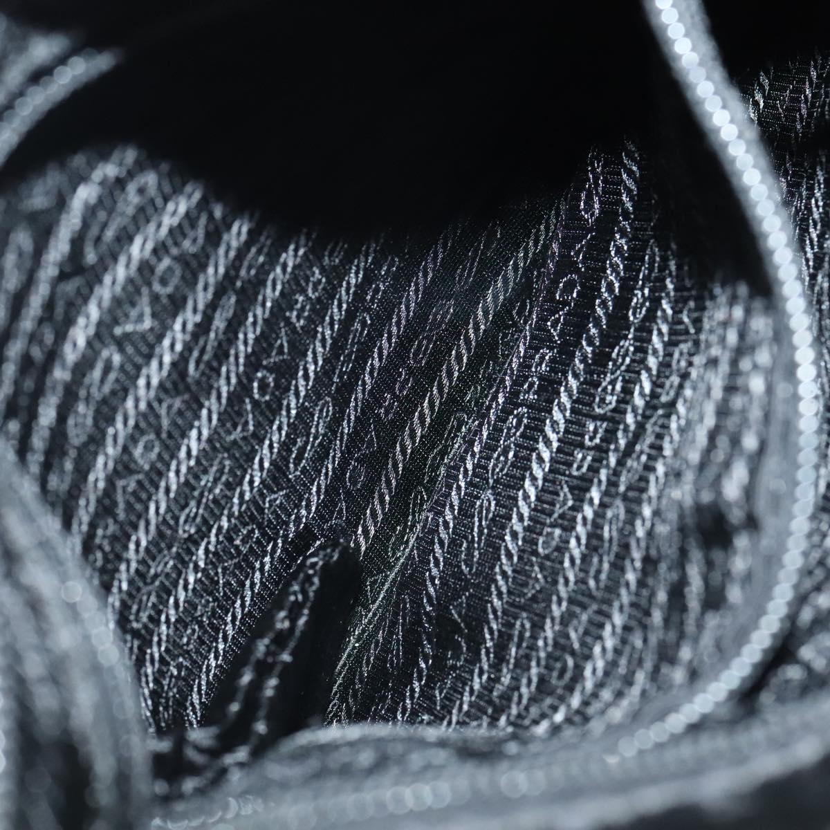 PRADA Shoulder Bag Satin Silver Black Auth ac3203