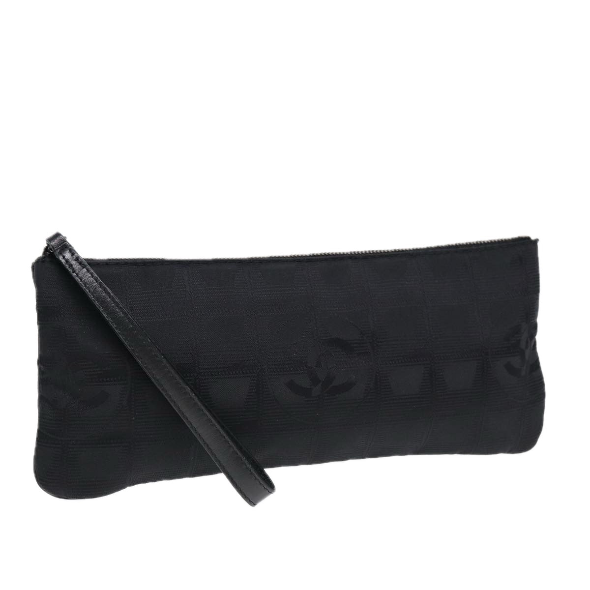 CHANEL New Travel line Pouch Nylon Black CC Auth ac3233