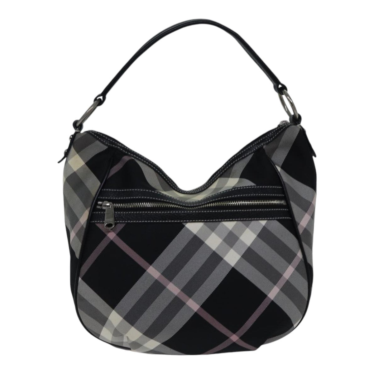 BURBERRY Nova Check Blue Label Shoulder Bag Gray Black Auth ac3258