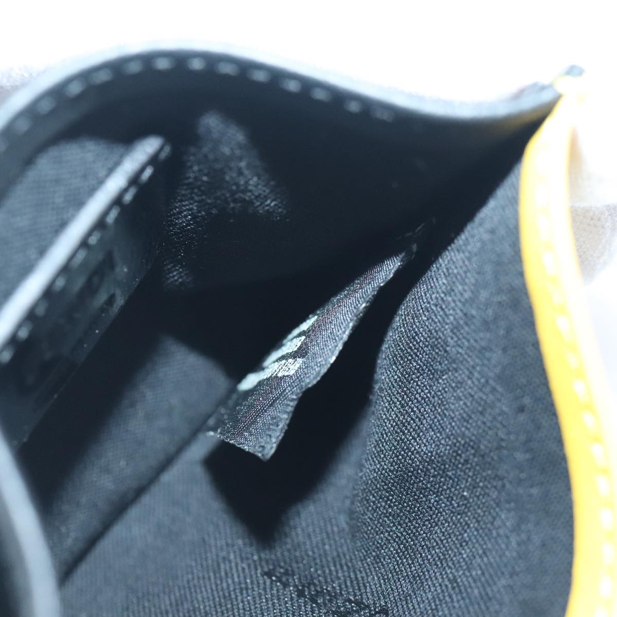 FENDI Card Case Leather Yellow Auth ac3270V