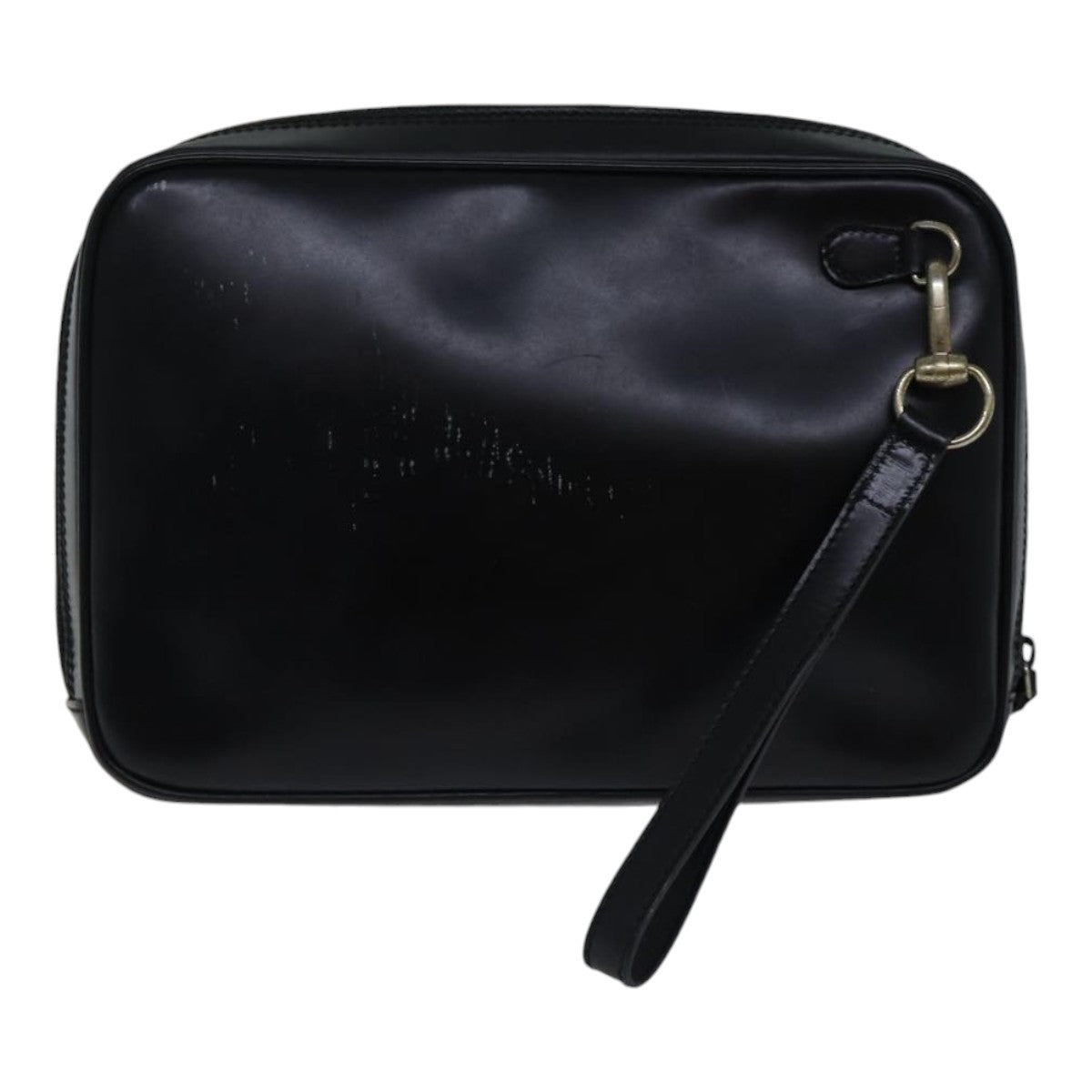 GUCCI Clutch Bag Patent leather Black Auth ac3275