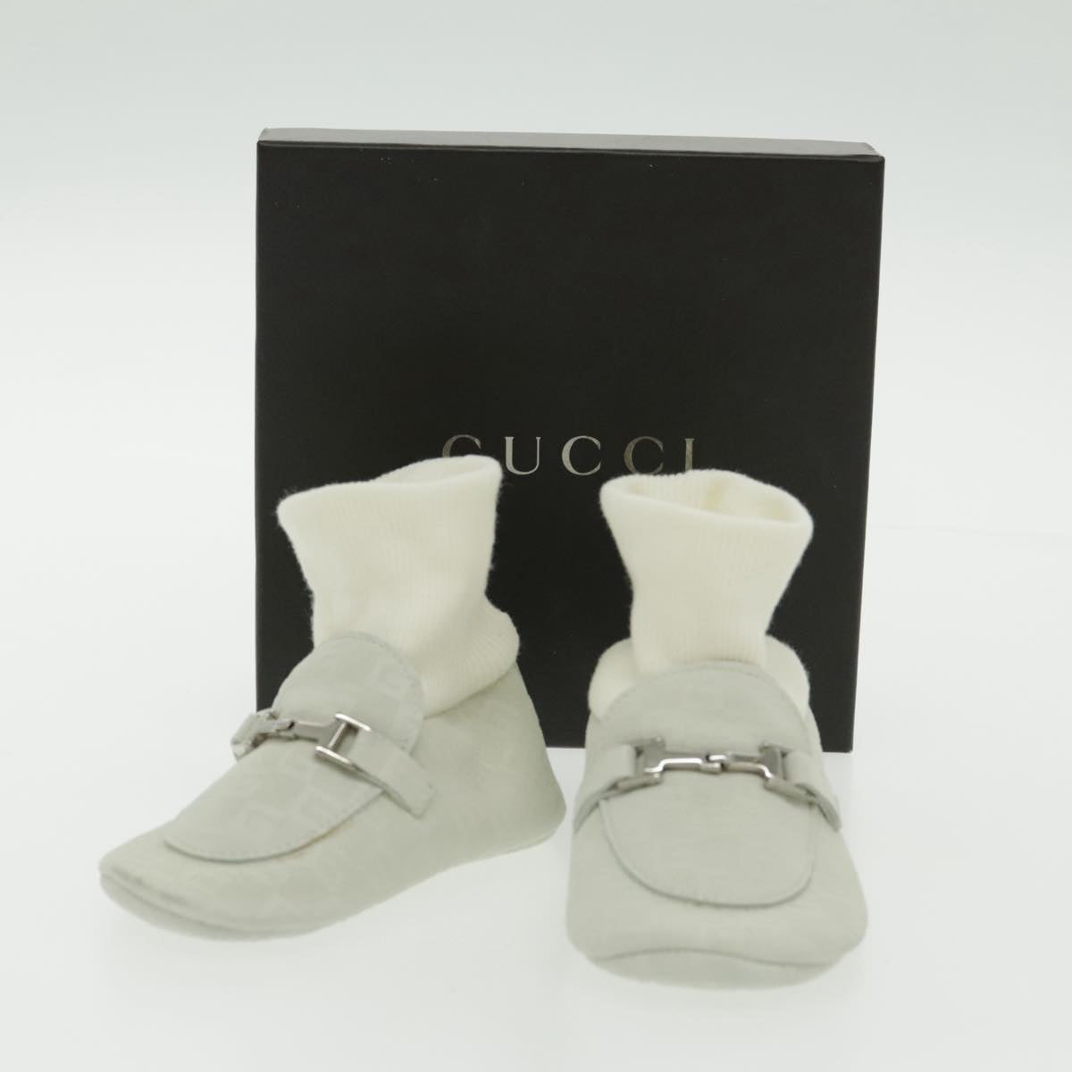 GUCCI Baby Shoes Suede White Auth ac3288