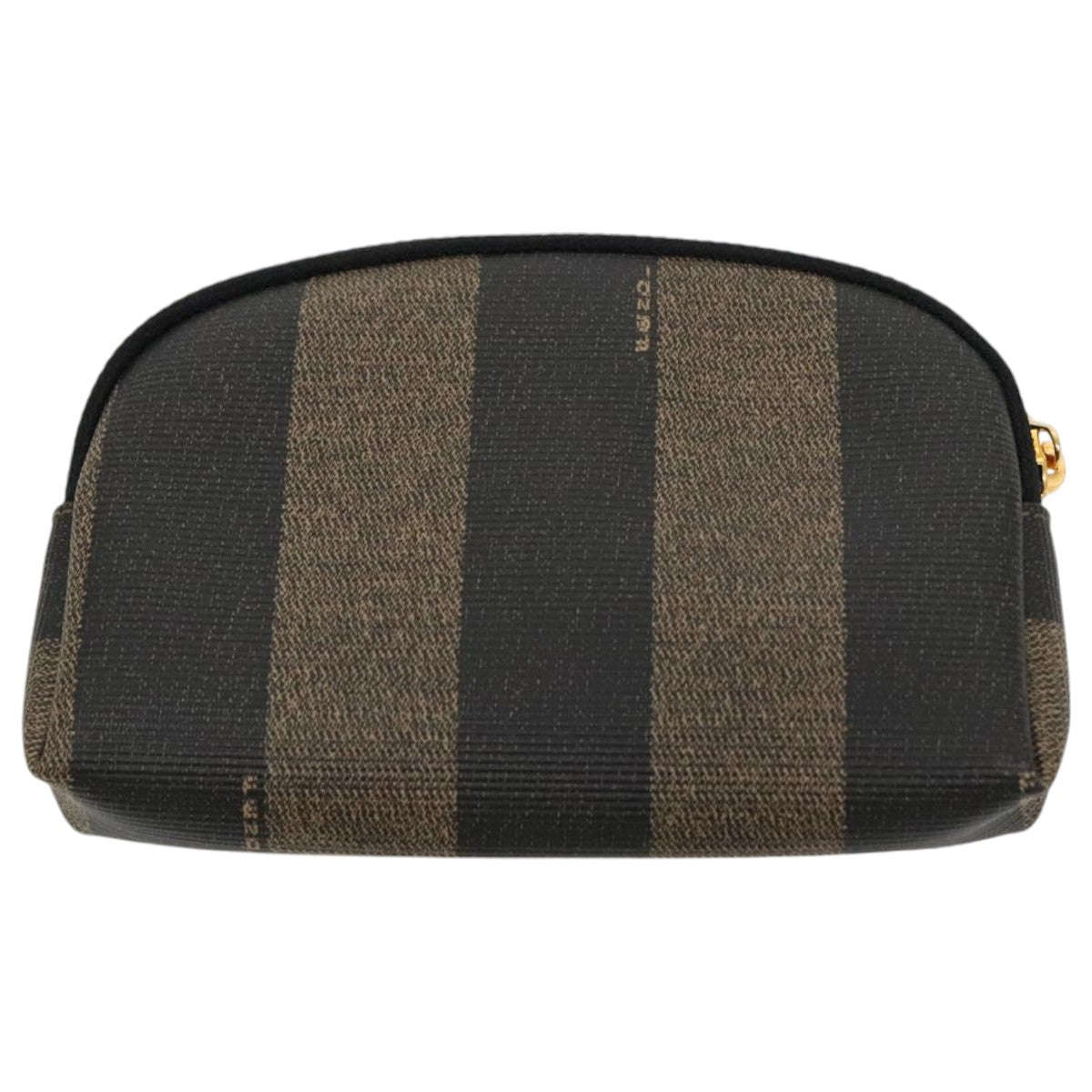 FENDI Pecan Canvas Pouch Coated Canvas Brown Black Auth ac3293