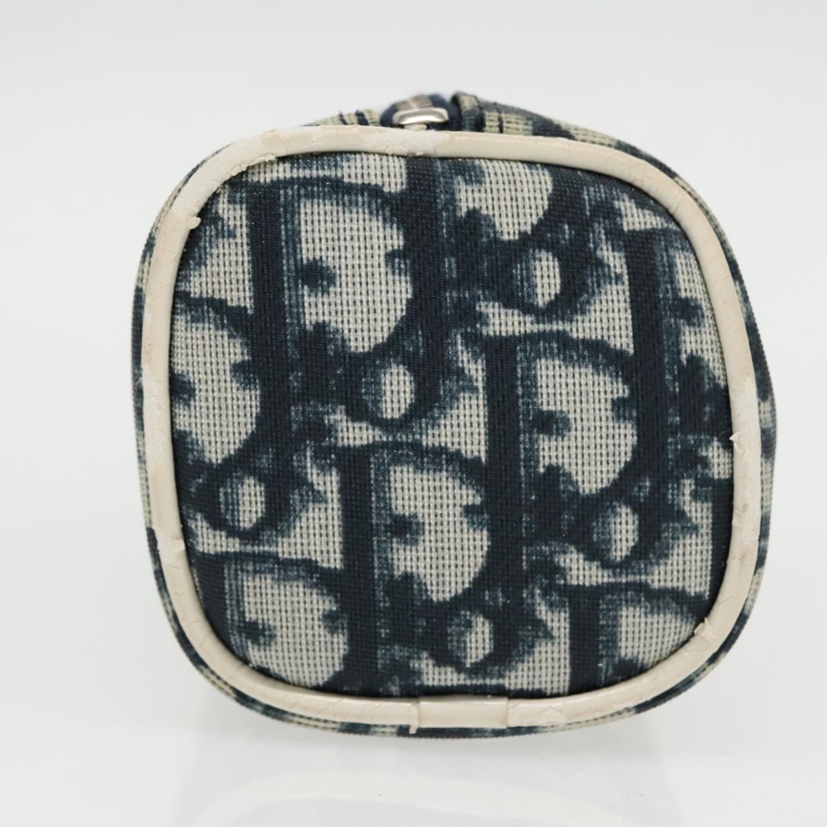 Christian Dior Trotter Canvas Pouch Blue Silver Auth ac3303