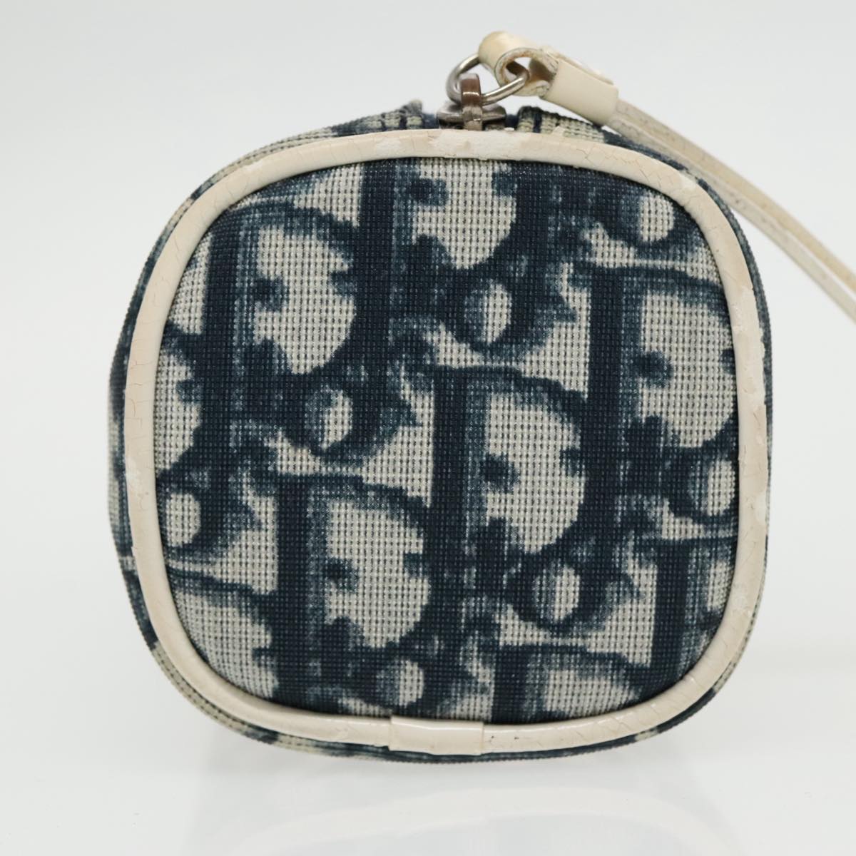 Christian Dior Trotter Canvas Pouch Blue Silver Auth ac3303