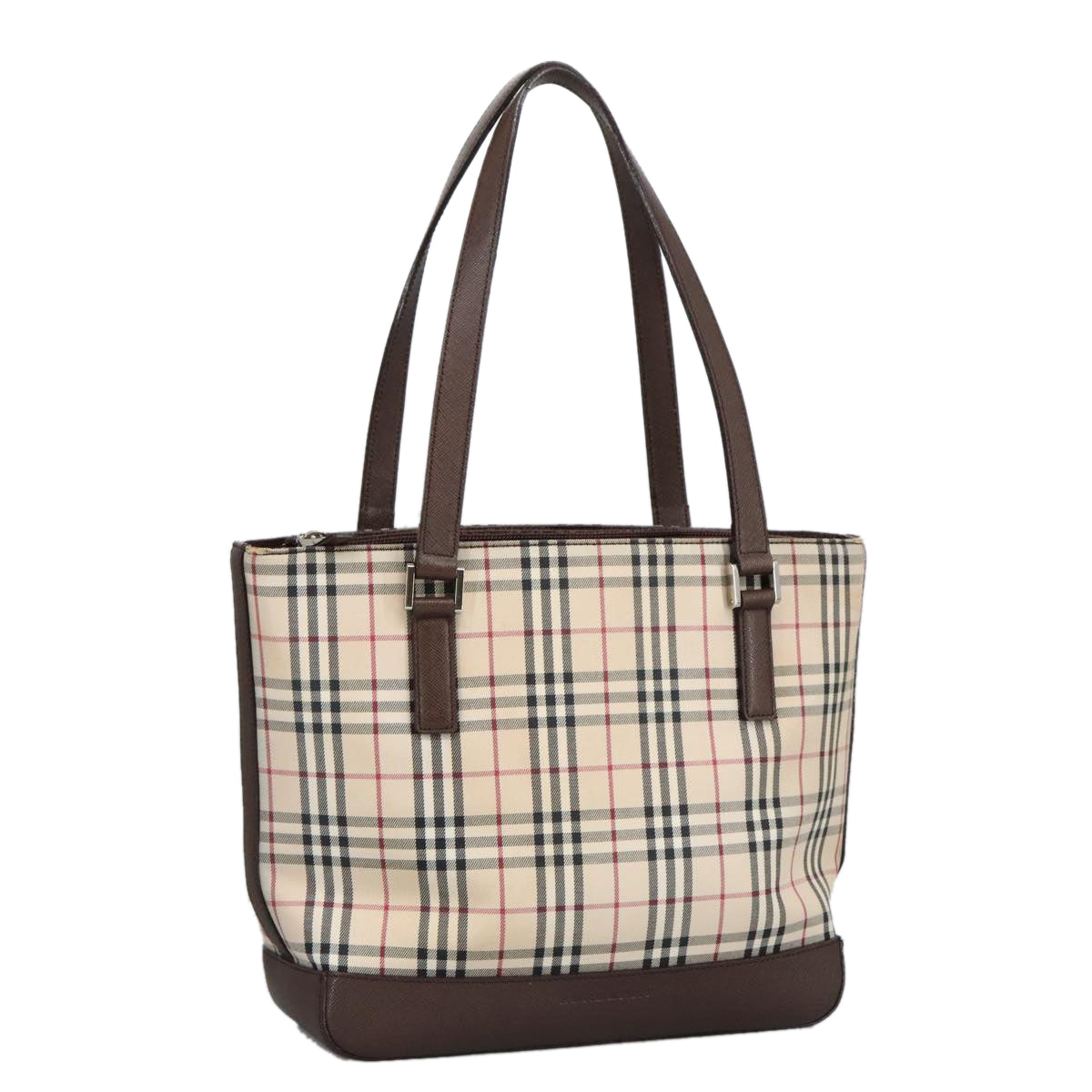 Burberrys Nova Check Canvas Tote Bag Beige Brown Auth ac3357