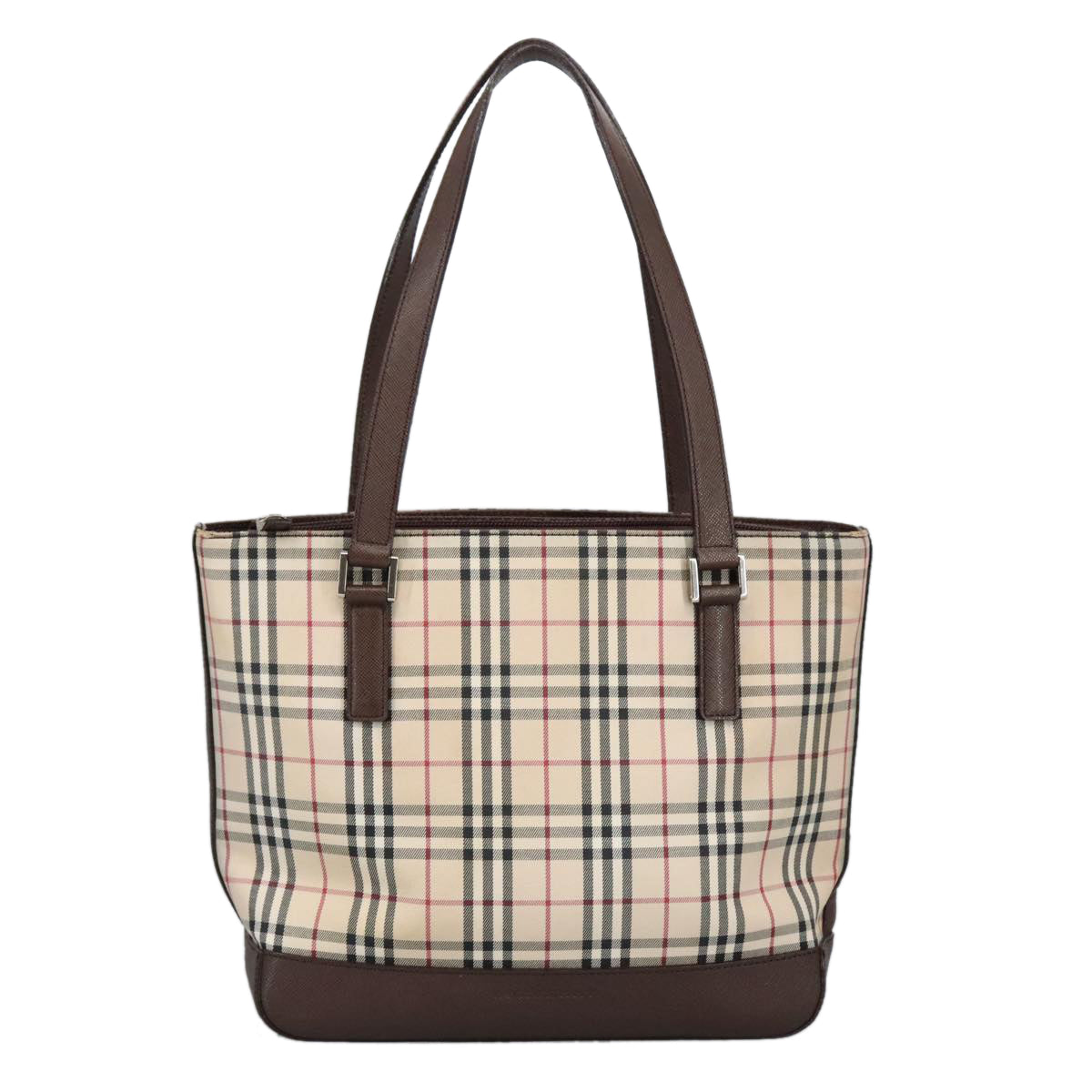 Burberrys Nova Check Canvas Tote Bag Beige Brown Auth ac3357