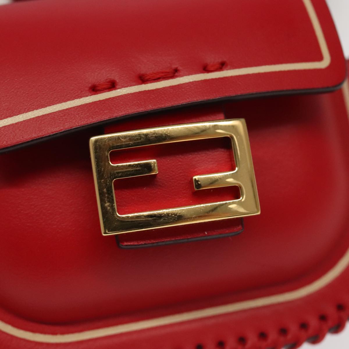 FENDI AirPods case Pouch Leather Red Auth ac3375V