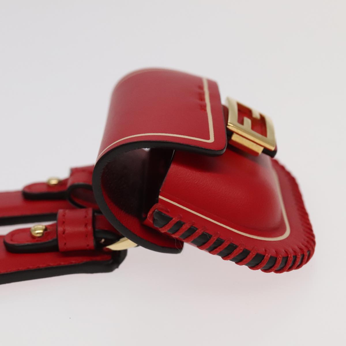 FENDI AirPods case Pouch Leather Red Auth ac3375V