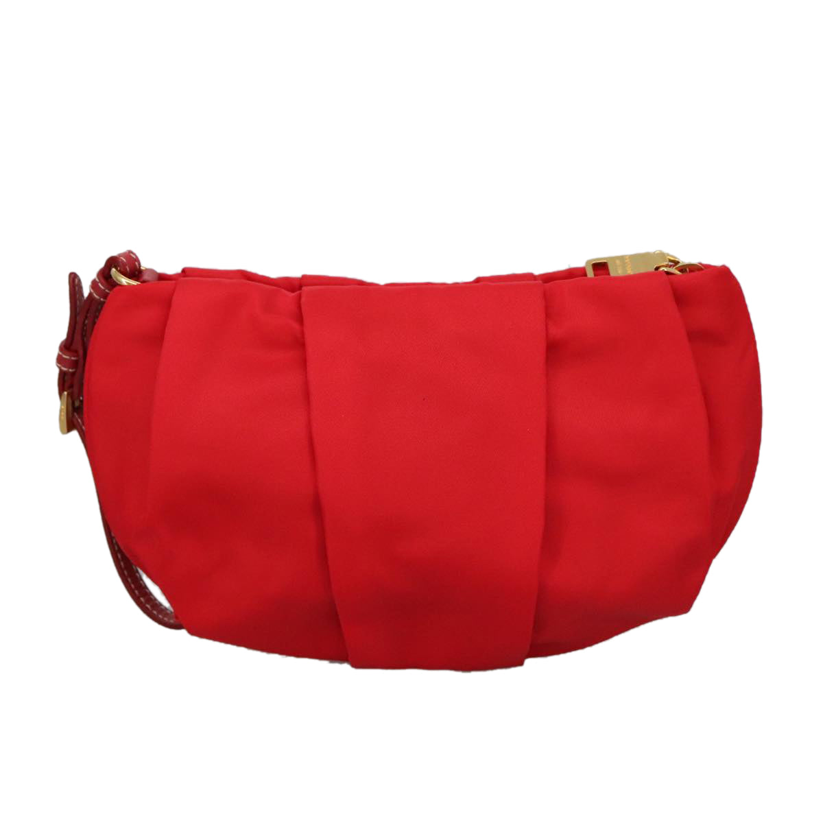 PRADA Pouch Nylon Red Gold Auth ac3383