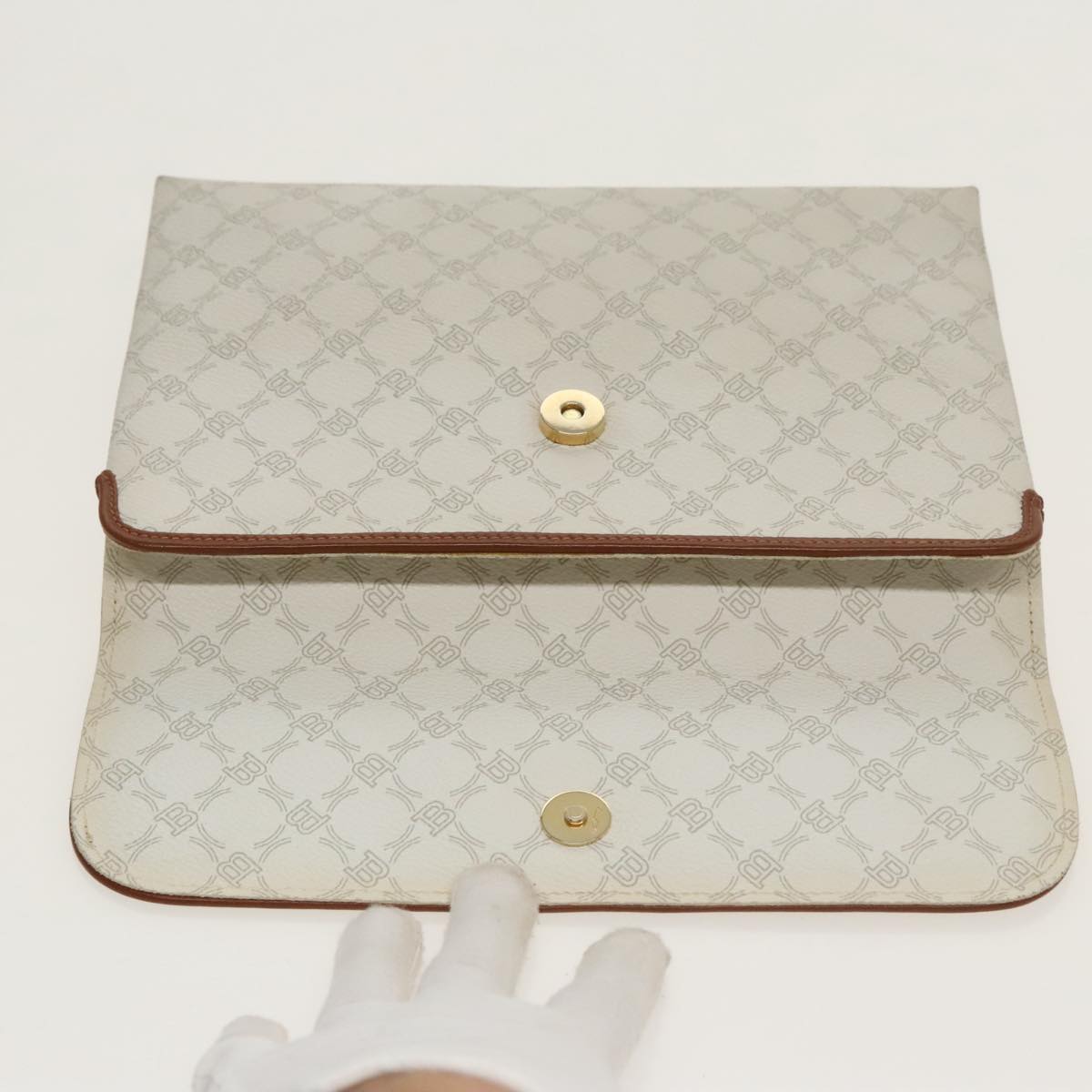 BALLY Clutch Bag PVC White Auth ac3387