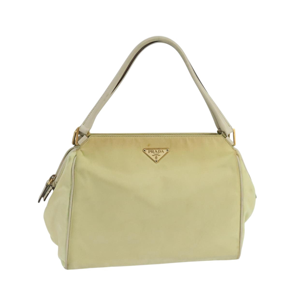PRADA Hand Bag Nylon Beige Auth ac3438