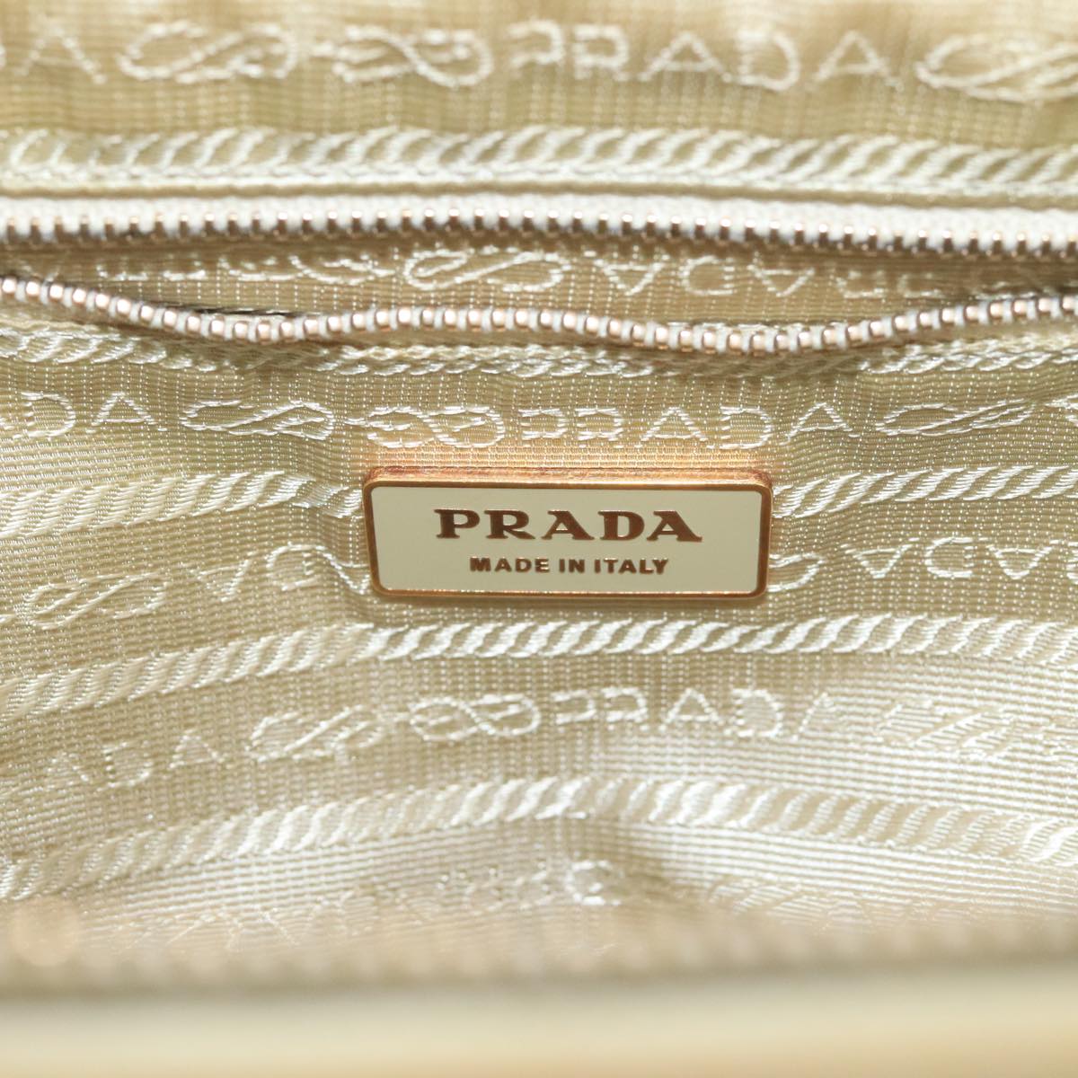 PRADA Hand Bag Nylon Beige Auth ac3438