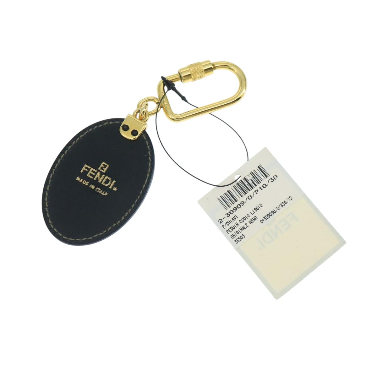 FENDI Pecan Canvas Key Holder Black Brown Auth ac3485
