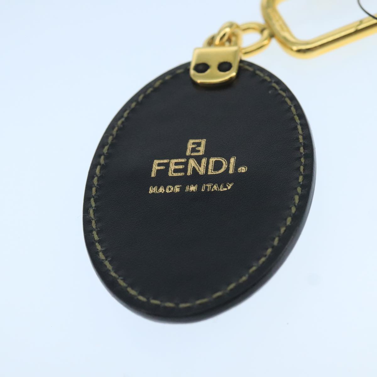 FENDI Pecan Canvas Key Holder Black Brown Auth ac3485