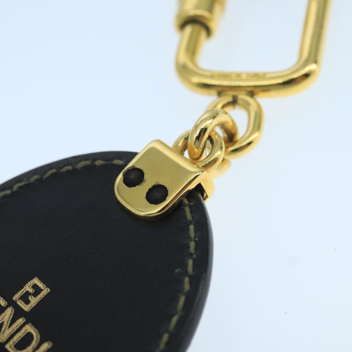 FENDI Pecan Canvas Key Holder Black Brown Auth ac3485