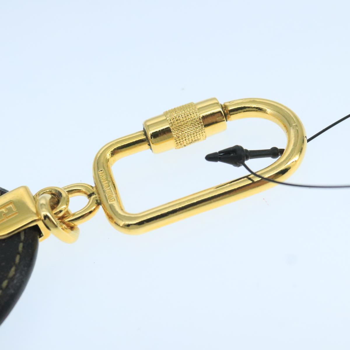 FENDI Pecan Canvas Key Holder Black Brown Auth ac3485
