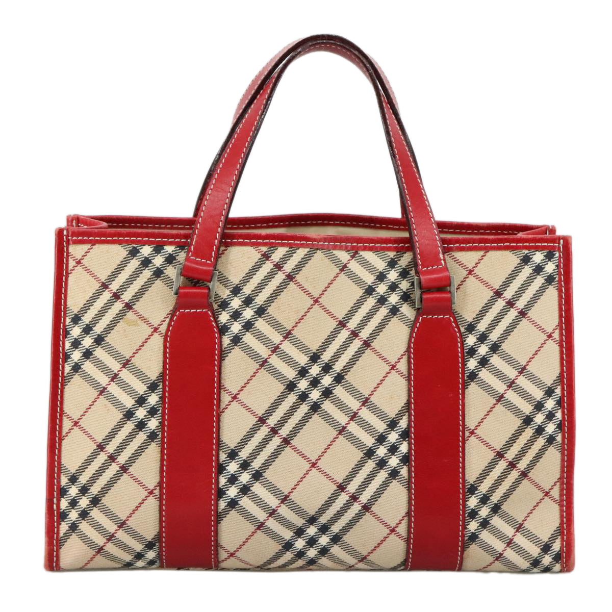 BURBERRY Nova Check Blue Label Hand Bag Canvas Beige Auth ac3491