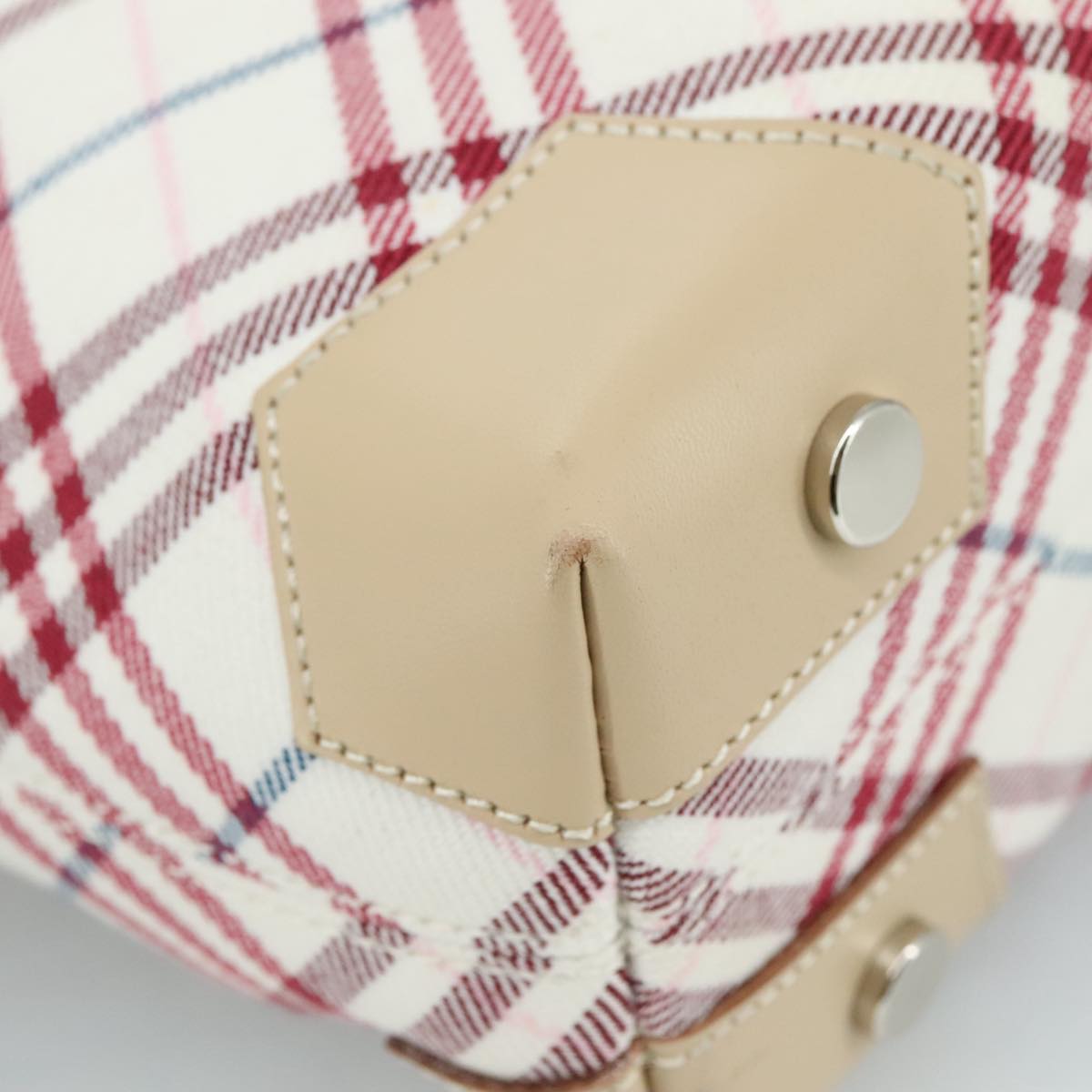 BURBERRY Nova Check Blue Label Hand Bag Canvas Beige Auth ac3492