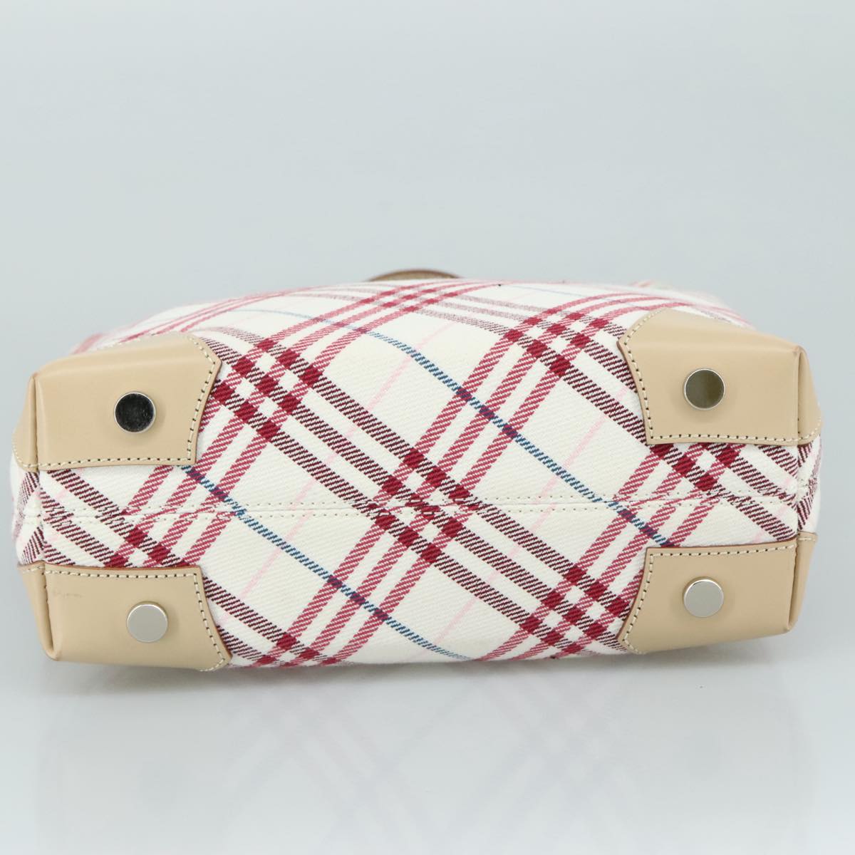 BURBERRY Nova Check Blue Label Hand Bag Canvas Beige Auth ac3492