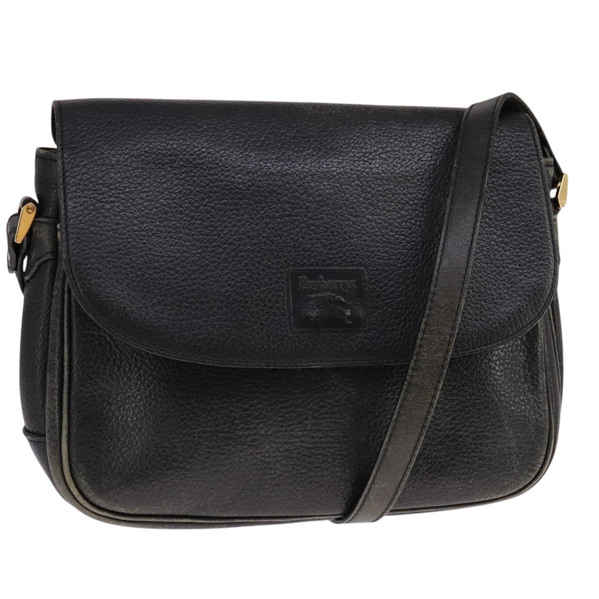 Burberrys Shoulder Bag Leather Black Auth ac3508