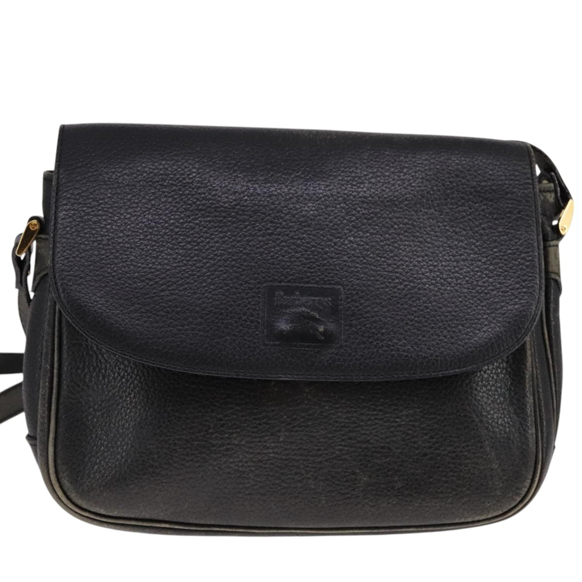 Burberrys Shoulder Bag Leather Black Auth ac3508