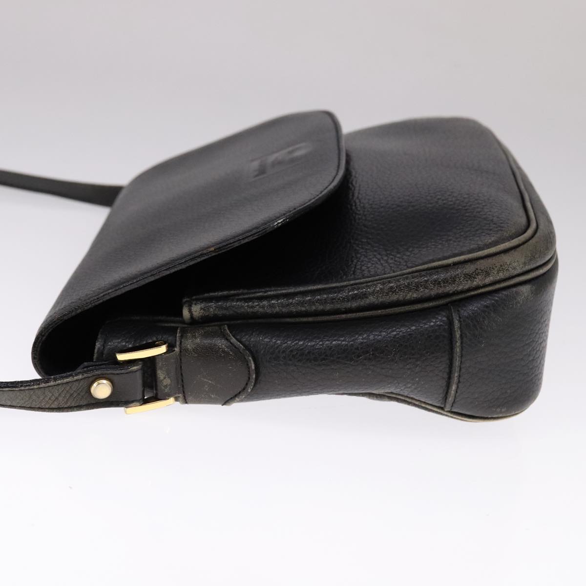 Burberrys Shoulder Bag Leather Black Auth ac3508