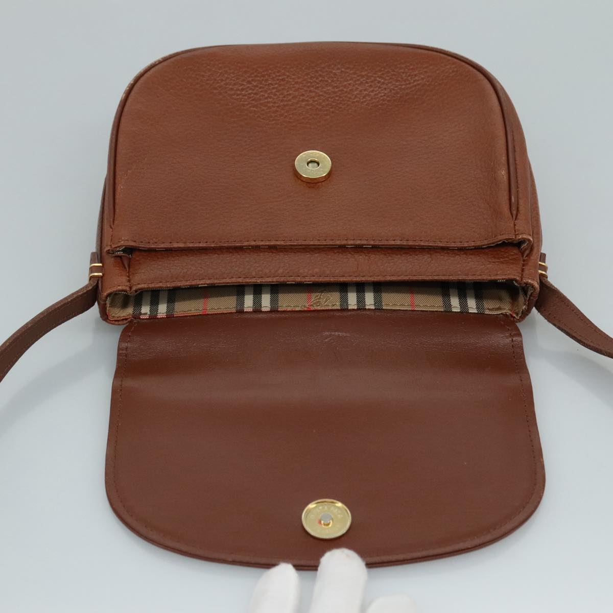 Burberrys Shoulder Bag Leather Brown Auth ac3509