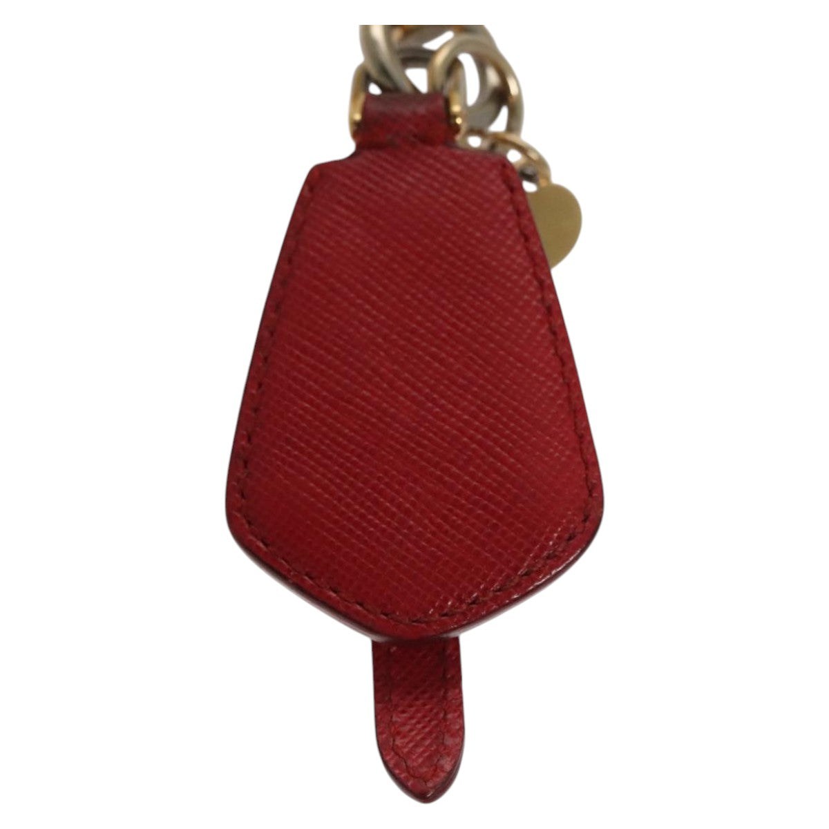 PRADA Key Ring Leather Red Auth ac3521