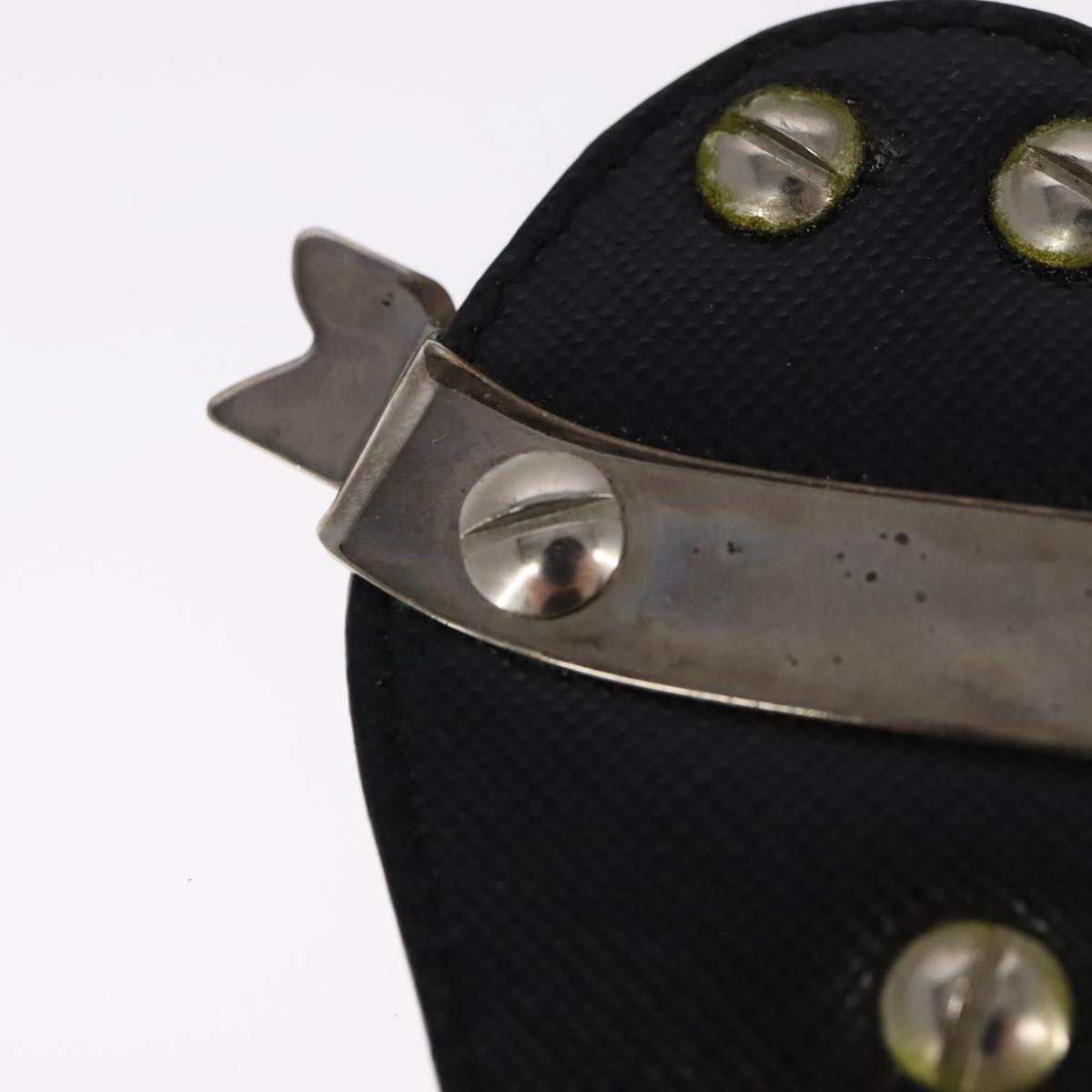 PRADA Key Ring Leather Black Auth ac3522