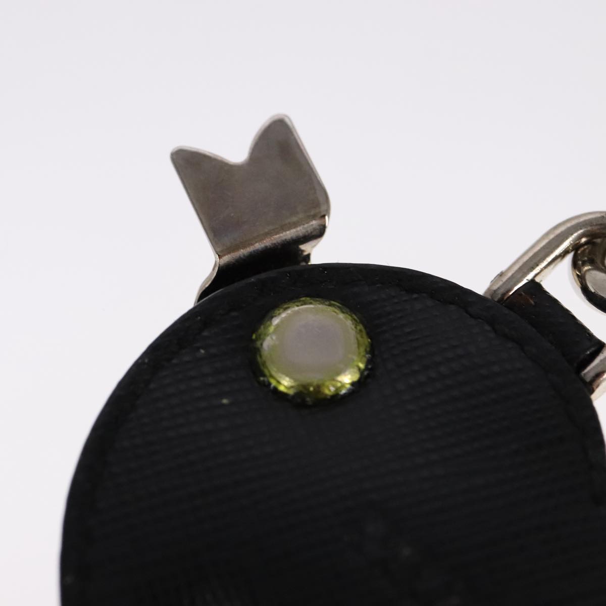 PRADA Key Ring Leather Black Auth ac3522