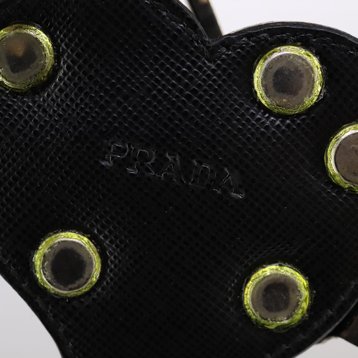 PRADA Key Ring Leather Black Auth ac3522