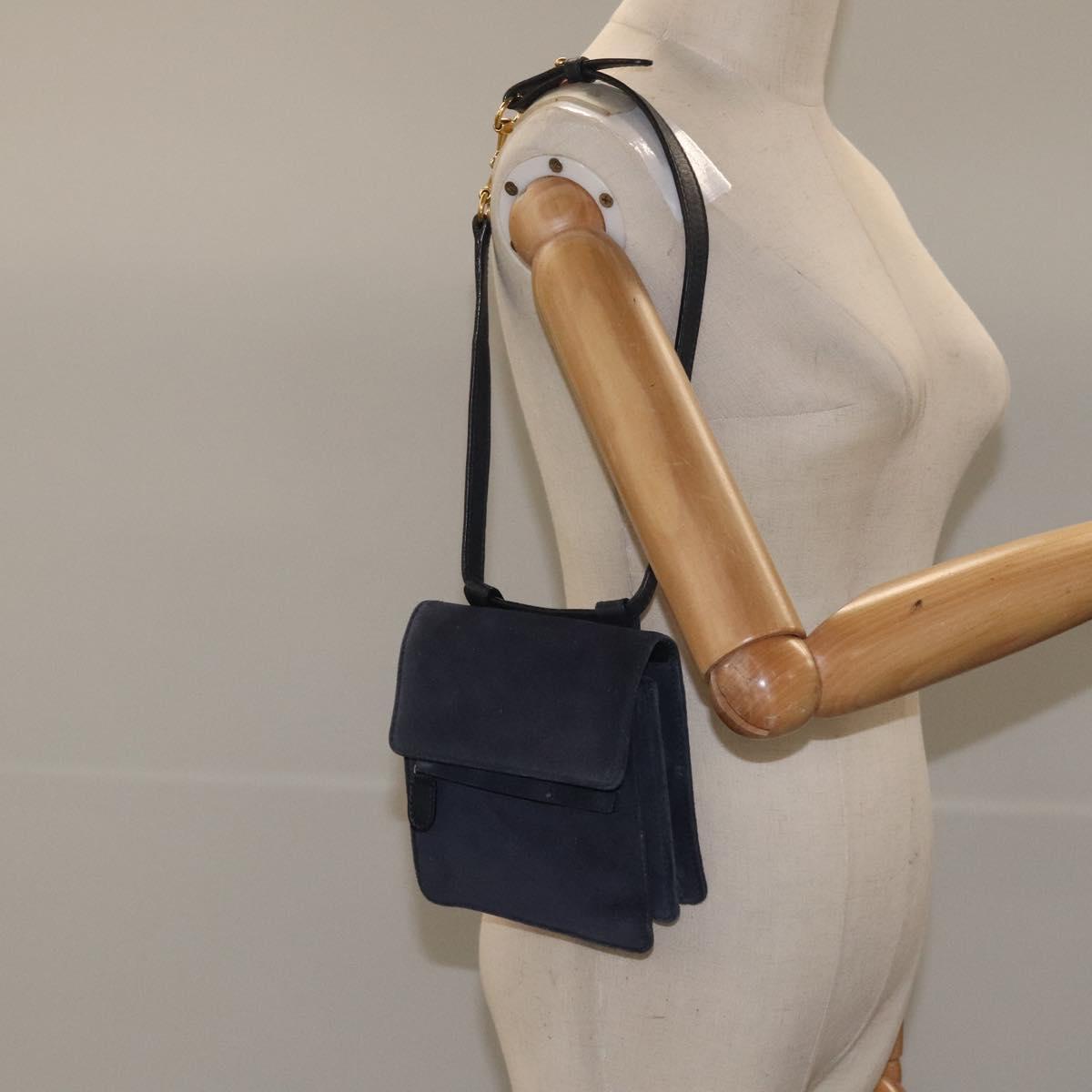 GUCCI Shoulder Bag Suede Navy Auth ac3533