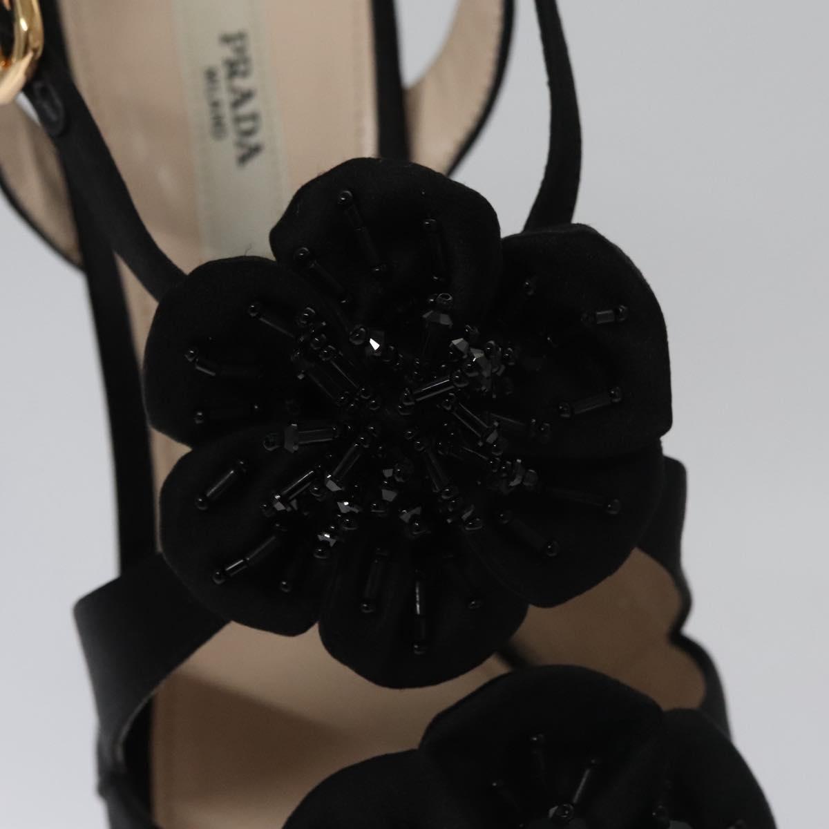 PRADA High heels Satin 37 1/2 Black Auth ac3535