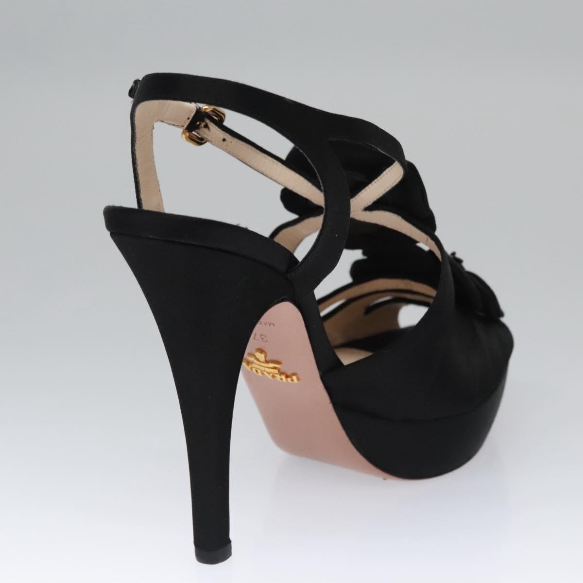 PRADA High heels Satin 37 1/2 Black Auth ac3535