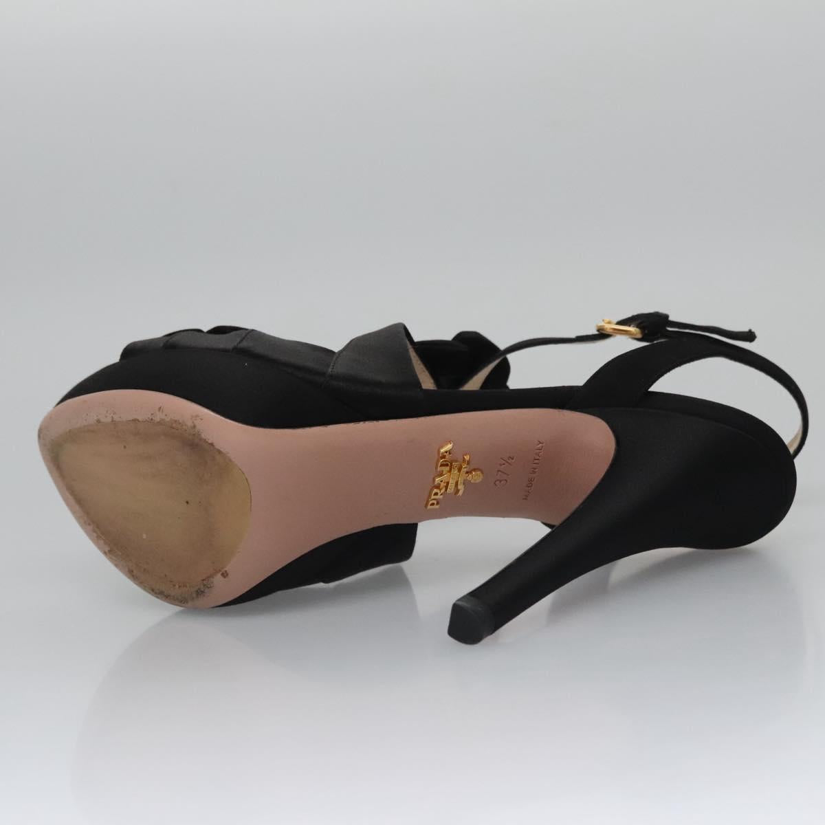 PRADA High heels Satin 37 1/2 Black Auth ac3535
