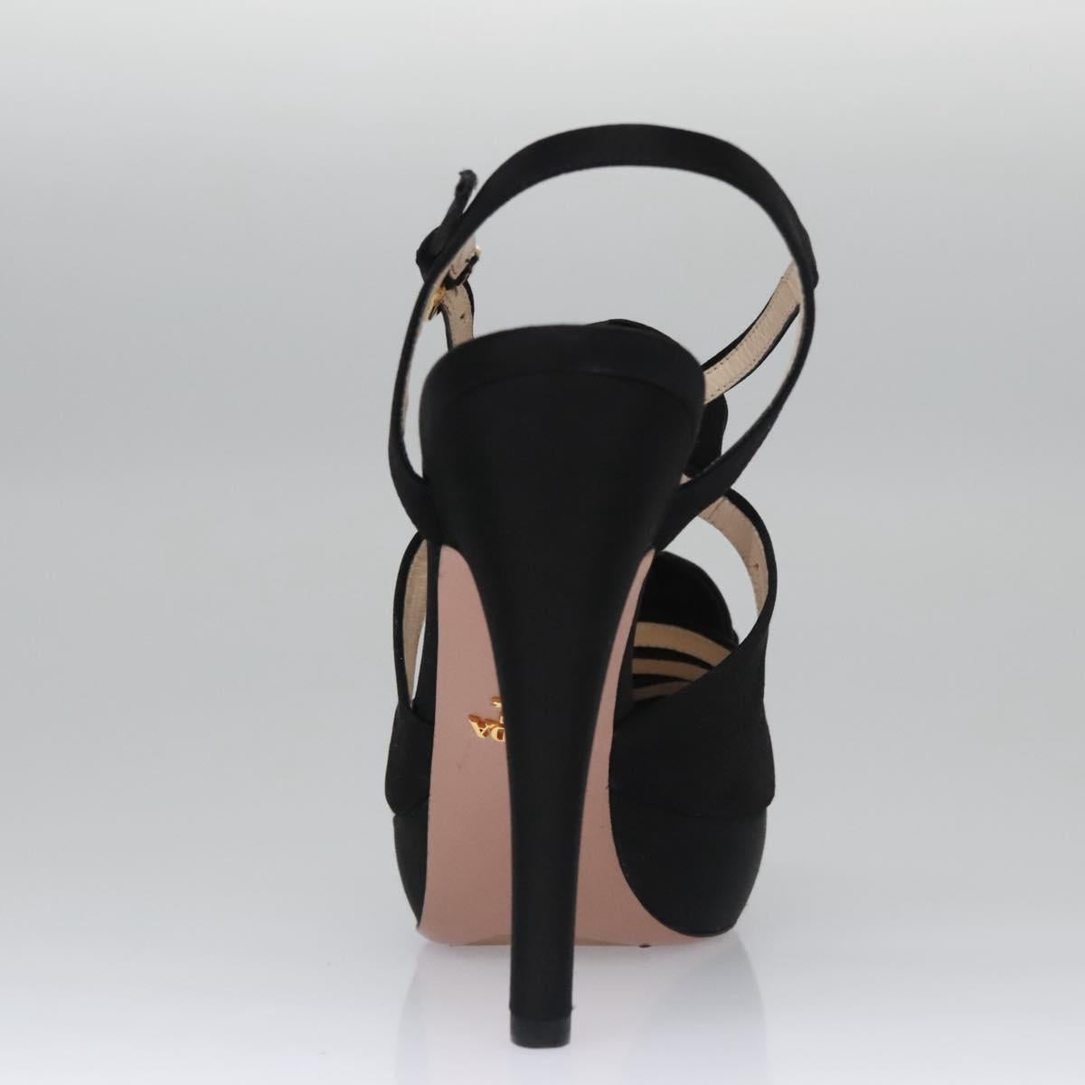 PRADA High heels Satin 37 1/2 Black Auth ac3535