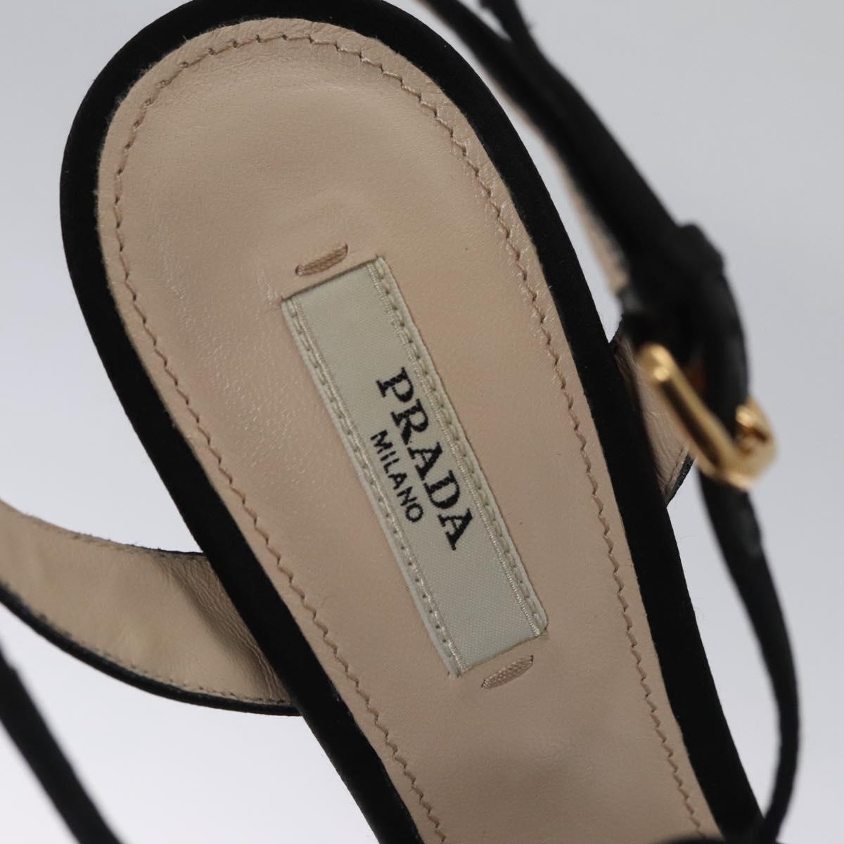 PRADA High heels Satin 37 1/2 Black Auth ac3535