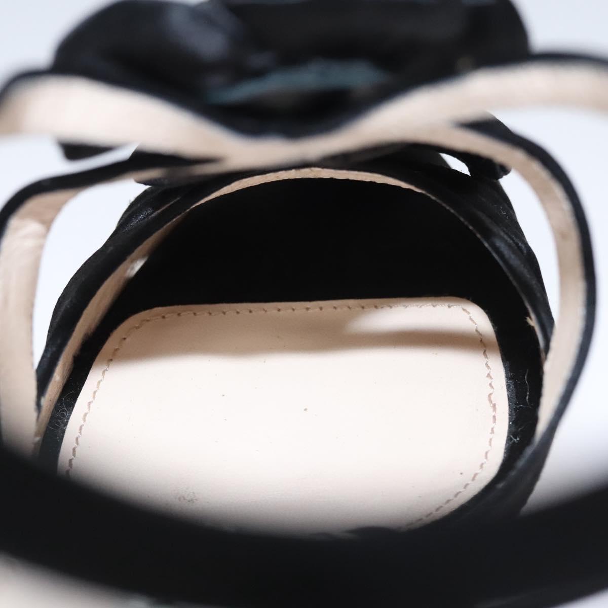 PRADA High heels Satin 37 1/2 Black Auth ac3535