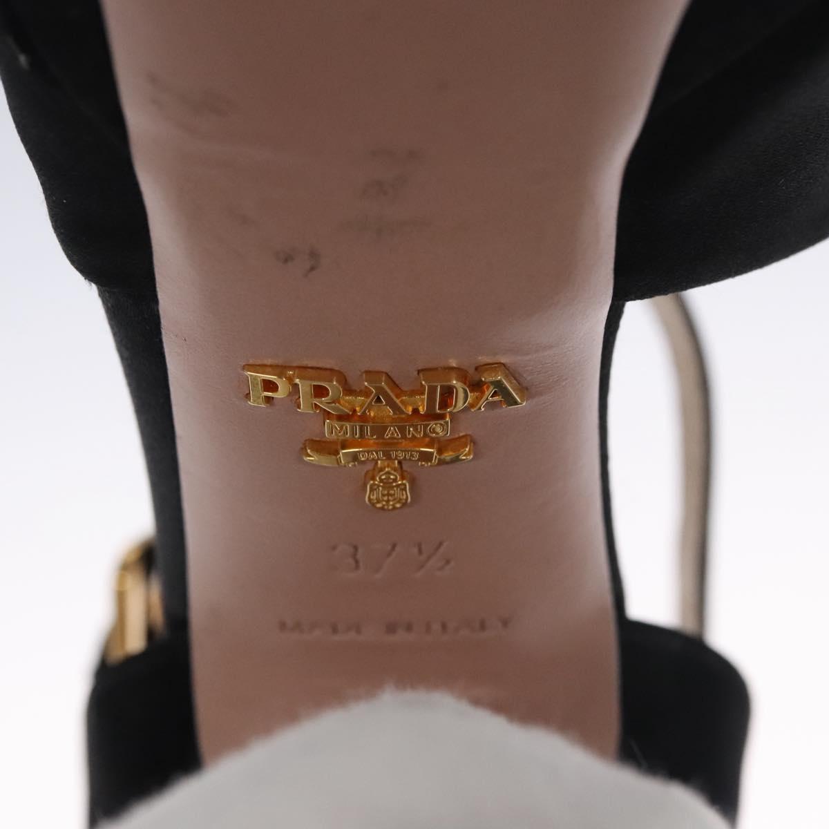 PRADA High heels Satin 37 1/2 Black Auth ac3535