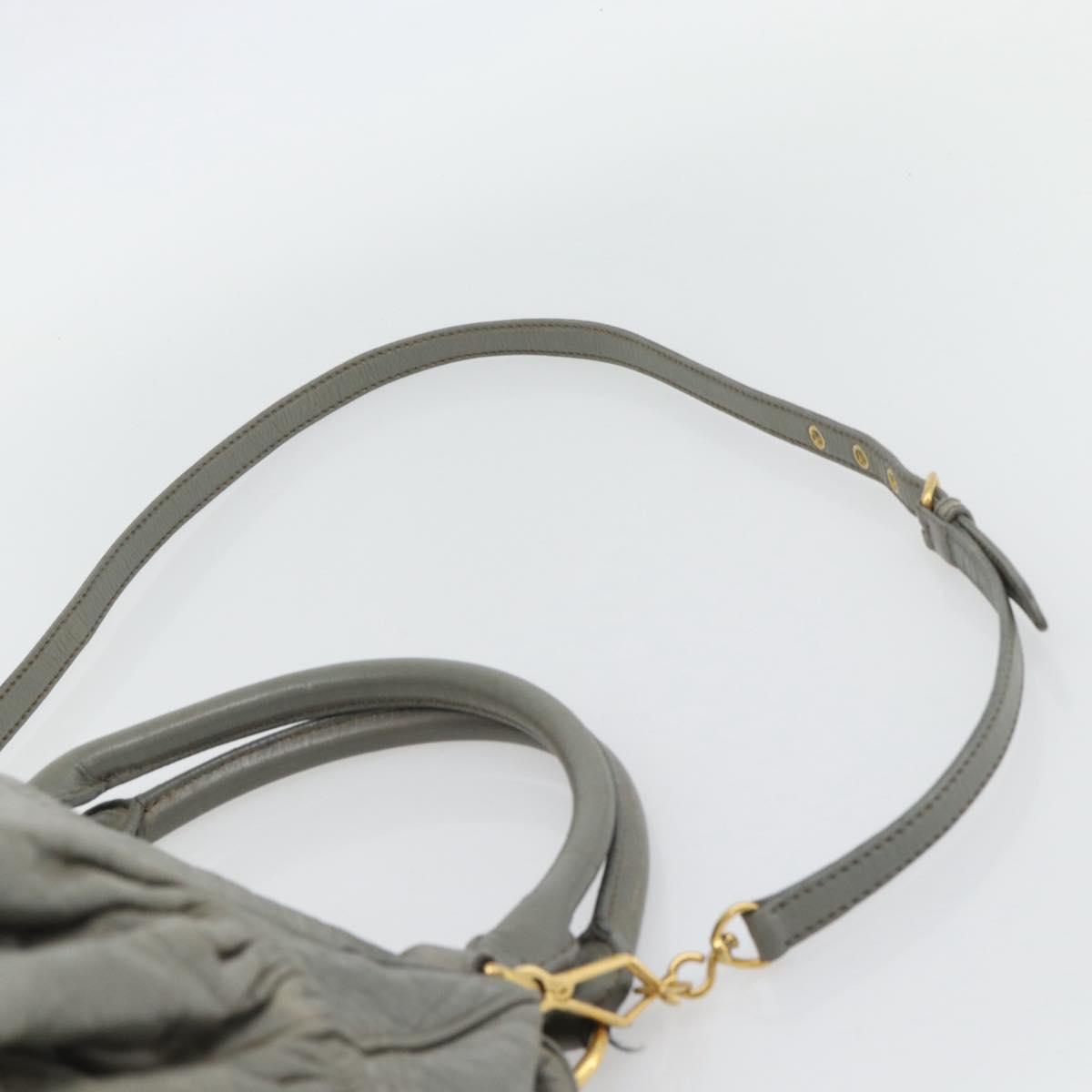 Miu Miu Hand Bag Leather 2way Gray Gold Auth ac3542