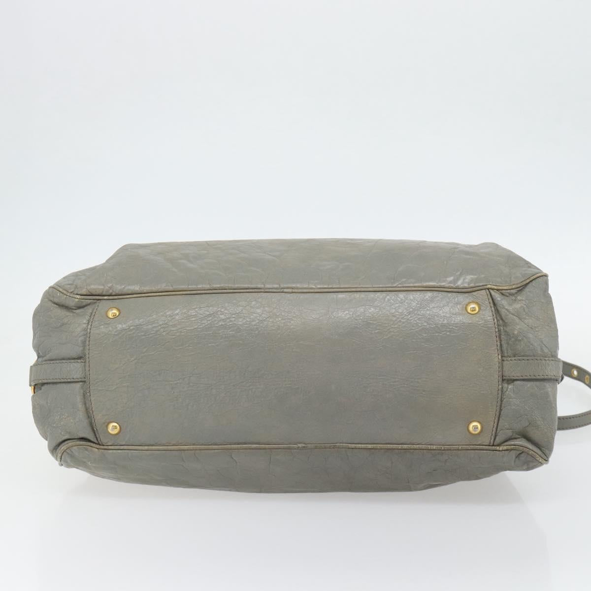 Miu Miu Hand Bag Leather 2way Gray Gold Auth ac3542