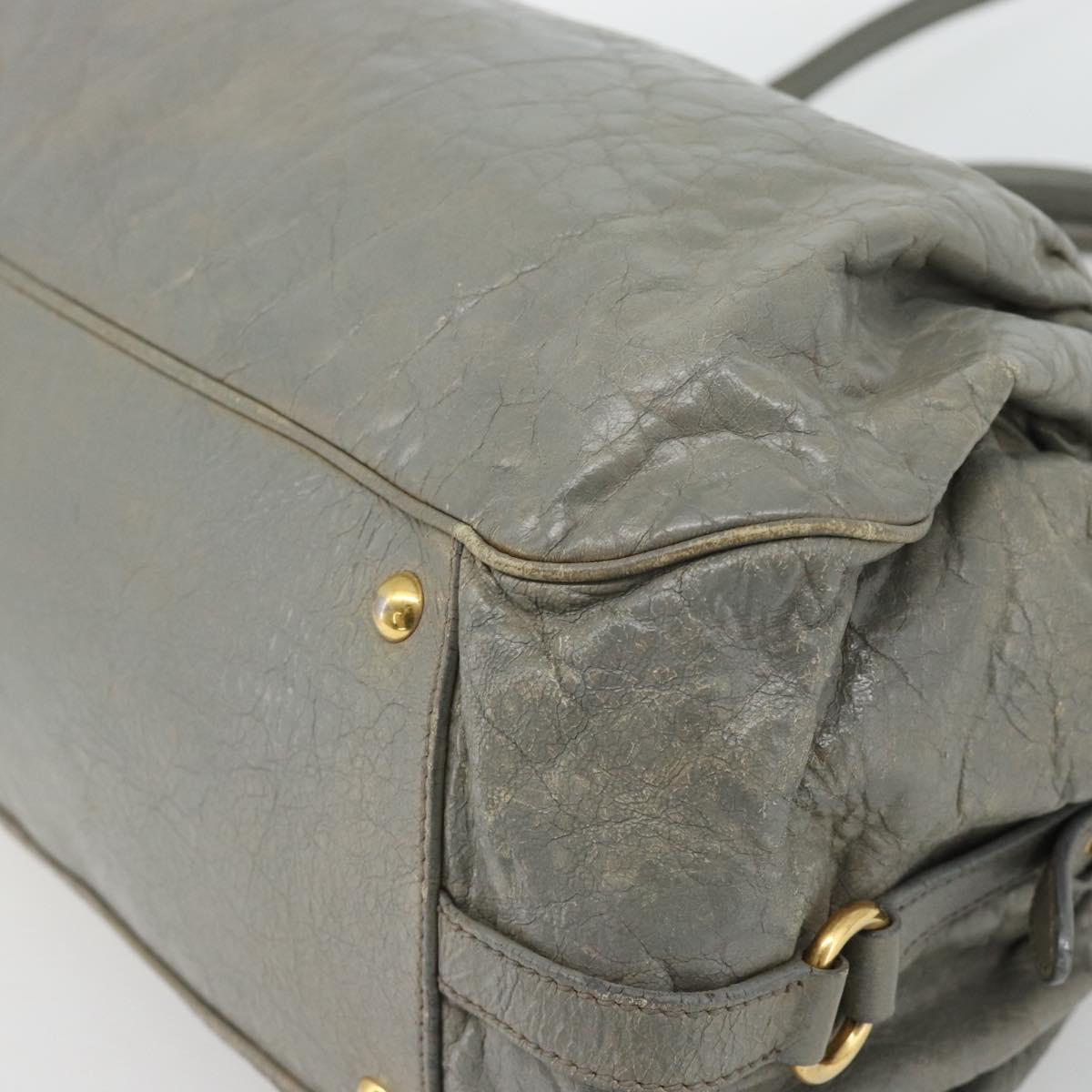 Miu Miu Hand Bag Leather 2way Gray Gold Auth ac3542